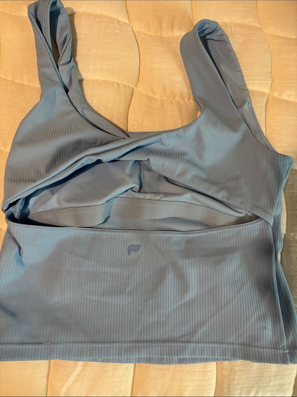 Fabletics Ribbed Light Blue Sports Bra Tank - Picture 2 of 4